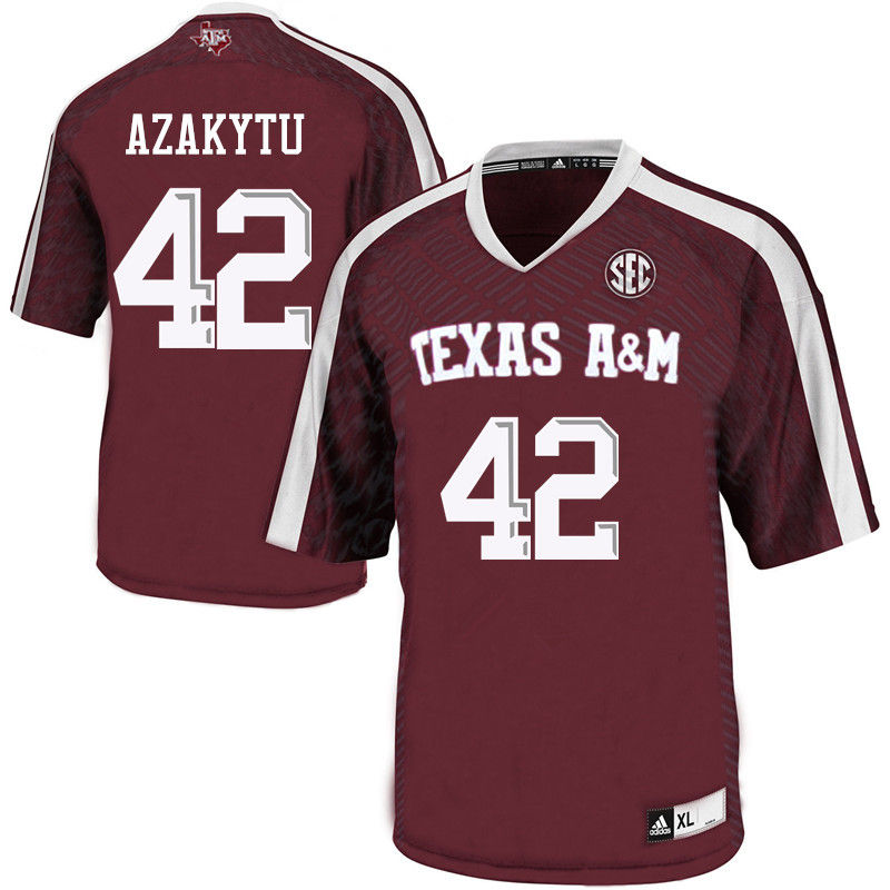 Men #42 Keundre Azakytu Texas A&M Aggies College Football Jerseys-Maroon